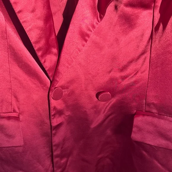 House of Harlow 1960 Satin Blazer - Burgundy - Picture 4 of 12